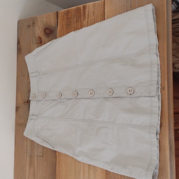 Eddie Bauer 100% Cotton Khaki Knee Length Button Front A-Line Skirt Size 2 - Picture 1 of 11